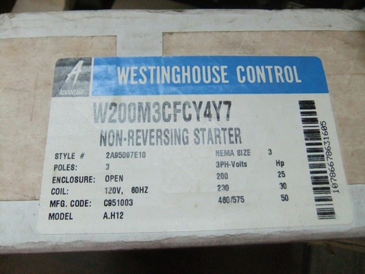 W200M3CFCY4Y7 DÉMARREUR WESTINGHOUSE Advantage 3-POLES Non-Inverseur Nema Triphasé