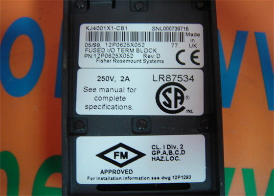 Emerson DeltaV KJ4001X1-CB1 12P0625X052 Bornier d'E/S à fusible