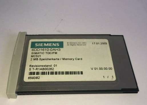 SIEMENS 6DD1610-0AH3 Carte mémoire 2MB Mc521 Df Cs Fa Produits de support PLC IPC