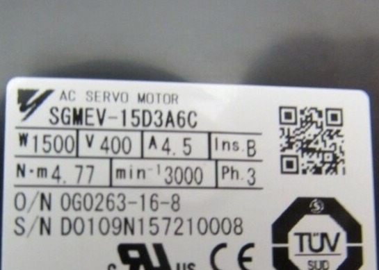 YASKAWA SGMEV-15D3A6C 1500W AC MOTOR SIGMA-5 4.5AMP 400V 3PHASE Absolute à 20 bits