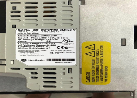 AB AB Variable Frequency Inverter 22F-D6P0N103 480VAC 3PH 6A 2.2KW