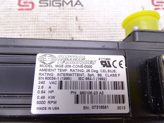 MGE-208-CONS-0000 EMERSON MG Servo moteur 230VAC 2 cadre anglais