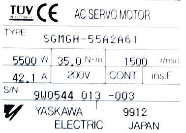 Industrial Yaskawa 1500r/min  Servo Motor SGMGH-55A2A61 5500W  42.1A Made in Japan